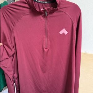 TONAL Performance quarter zip maroon top